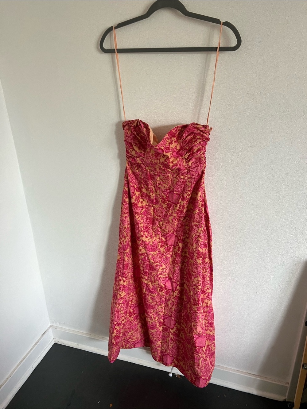 Free People Ruby's Sweetheart Berry Floral Midi Dress, size 2 - Picture 4 of 6